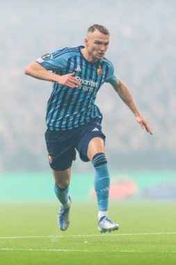 STOCKHOLM, SWEDEN - MAR 16 2023: DjurGardens IF (DIF), Stockholm 'deki Tele2 arenasında UEFA Avrupa Konferans Ligi' nde KSS Lech Poznan 'a karşı. Nihai sonuç 0-3