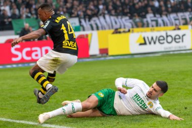 SOLNA, SWEDEN - 16 Nisan 2023: Solna 'daki Friends Arena' da AIK vs Hammarby IF. Nihai sonuç 2-0