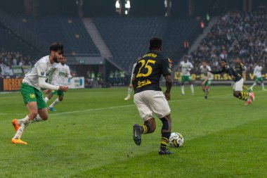 SOLNA, SWEDEN - 16 Nisan 2023: Solna 'daki Friends Arena' da AIK vs Hammarby IF. Nihai sonuç 2-0