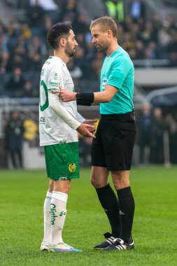 SOLNA, SWEDEN - 16 Nisan 2023: Solna 'daki Friends Arena' da AIK vs Hammarby IF. Nihai sonuç 2-0