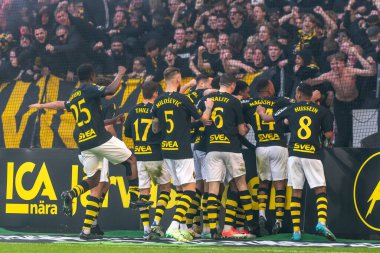 SOLNA, SWEDEN - 16 Nisan 2023: Solna 'daki Friends Arena' da AIK vs Hammarby IF. Nihai sonuç 2-0