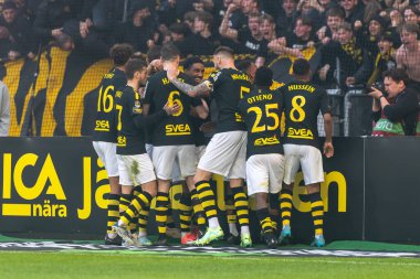 SOLNA, SWEDEN - 16 Nisan 2023: Solna 'daki Friends Arena' da AIK vs Hammarby IF. Nihai sonuç 2-0