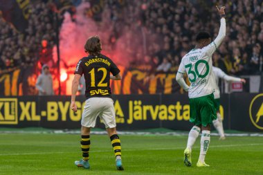 SOLNA, SWEDEN - 16 Nisan 2023: Solna 'daki Friends Arena' da AIK vs Hammarby IF. Nihai sonuç 2-0