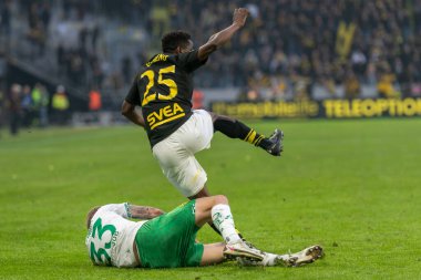 SOLNA, SWEDEN - 16 Nisan 2023: Solna 'daki Friends Arena' da AIK vs Hammarby IF. Nihai sonuç 2-0