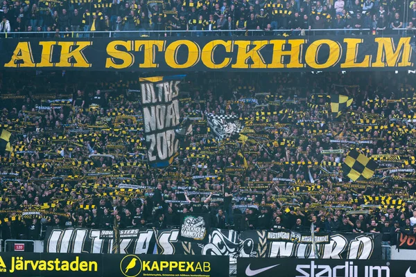 Solna Zweden Apr 2023 Tifo Supporters Tijdens Wedstrijd Aik Hammarby — Stockfoto