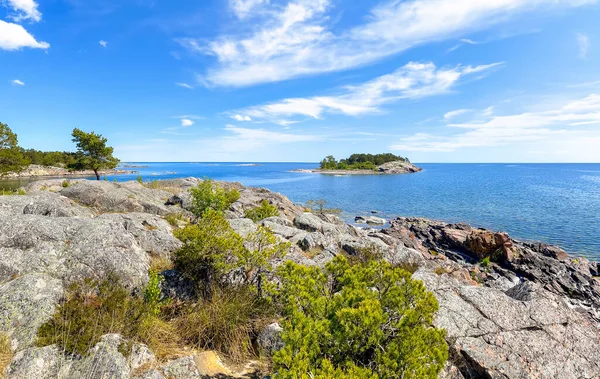 Panorama Grisslehamn Coasr Con Isola Loskaret Lontananza Svezia — Foto Stock