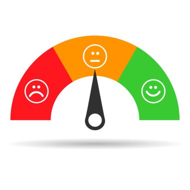 Müşteri memnuniyeti metre gölge simgesi, grafik derecelendirme ölçümü iş raporu vektör illüstrasyonu .