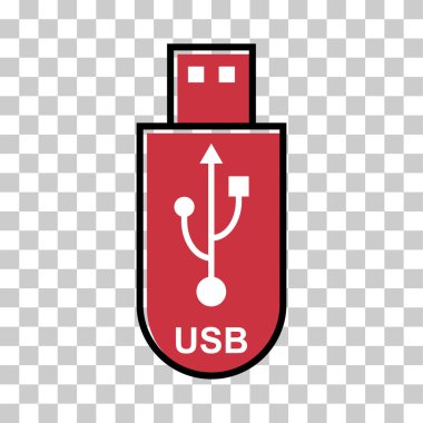 USB simge teknolojisi, bağlantı aygıtı işareti, elektronik taşınabilir sembol, vektör illüstrasyon ortamı .