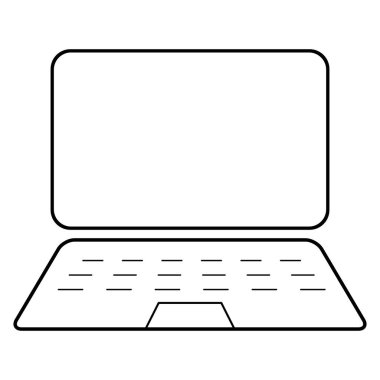 Laptop düz web simgesi, dizüstü bilgisayar teknolojisi sembolü, boş ekran vektör illüstrasyonu .