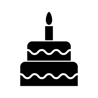 Tatlı pasta ikonu, pastane tatlı besin sembolü, mutlu yıllar grafik vektör çizimi .