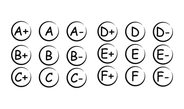 Set Von Grade Ergebnis Alle Handgezeichnetes Symbol Test Prüfungsnote Bericht — Stockvektor