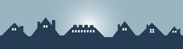 Ícone Silhueta Casa Dos Telhados Panorama Modelo Conceito Cidade Ilustração — Vetor de Stock