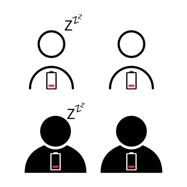 Set Tired Man Icon Sleep Emotion Tired Sign Bored Concept — Archivo Imágenes Vectoriales