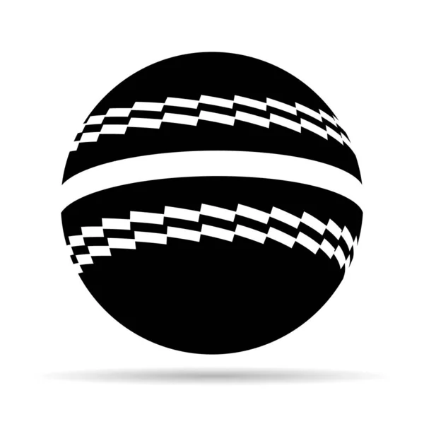 Значок Крикетного Мяча Тенью Конструкция Элементов Крупного Плана Векторная Иллюстрация — стоковый вектор