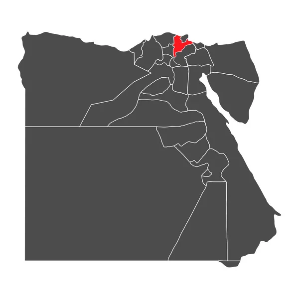 Mısır Yüksek Detaylı Haritası Dakahlia Coğrafya Grafik Ülkesi Afrika Sınır — Stok Vektör