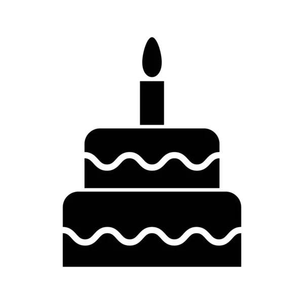 Icono Torta Dulce Panadería Postre Símbolo Comida Feliz Cumpleaños Vector — Archivo Imágenes Vectoriales
