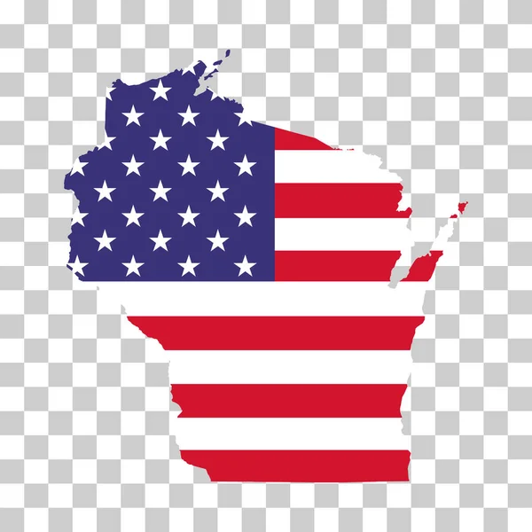 Wisconsin Map Shape United States America Flat Concept Icon Symbol — Vetor de Stock