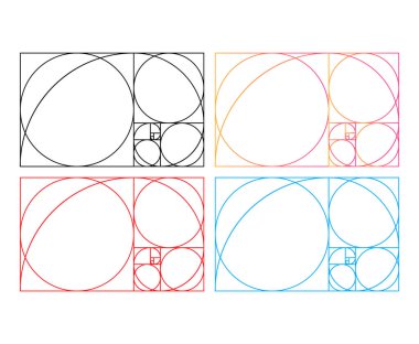 Altın oran minimalist simge kümesi. Geometrik şekiller düz orantılı vektör çizimi .