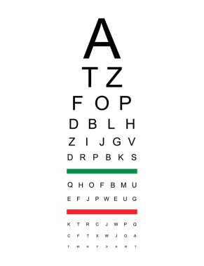 Görsel ölçüm simgesi, optik grafik harf sembolü, optometrist odak vektör illüstrasyonunu test et .