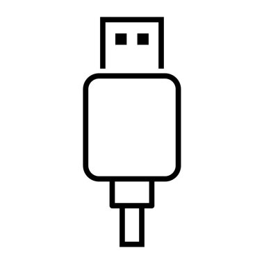 USB kablo ikonu teknolojisi, bağlantı aygıtı işareti, elektronik taşınabilir sembol, vektör illüstrasyon ortamı .