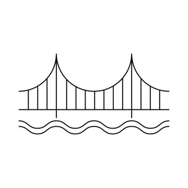 Siluet köprü simgesi, kentsel mimari tasarım, seyahat çizgisi inşaat sembolü illüstrasyonu .