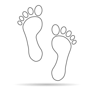 Foot print human sign shadow, track walking design icon, outline vector illustration .