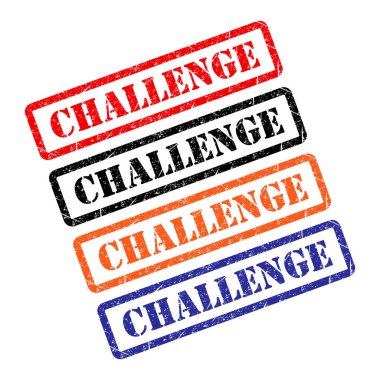 Challenge pul sembolü seti, etiket etiketi işareti düğmesi, metin sancak vektör illüstrasyonu .