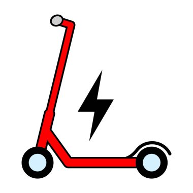 Elektrikli scooter simgesi, kentsel düz çevre dostu ulaşım, araç vektör illüstrasyonu .