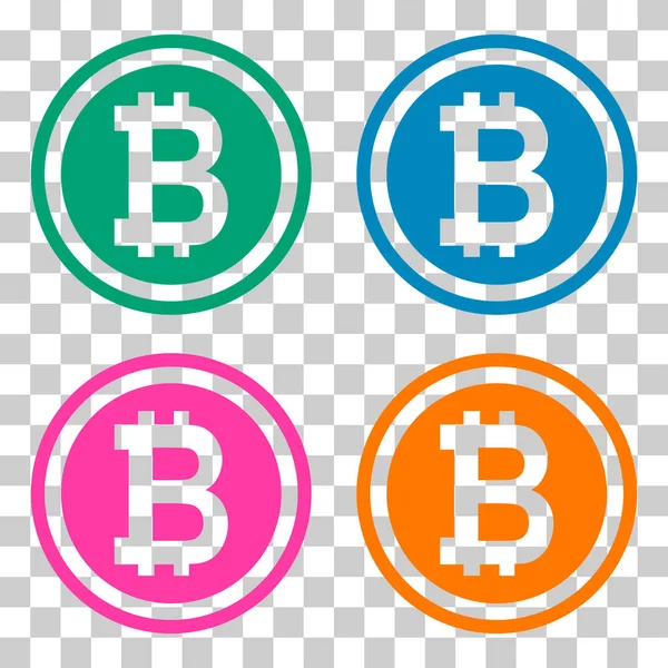 Conjunto Moneda Web Bitcoin Símbolo Diseño Cifrado Electrónico Internet Ilustración — Archivo Imágenes Vectoriales