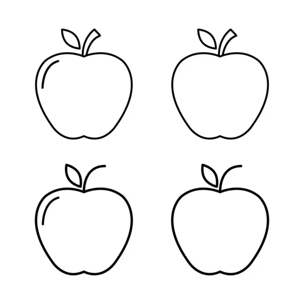 Set Van Apple Pictogram Gezond Rauw Symbool Voet Zoet Fruit — Stockvector