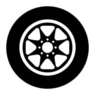Otomobil tekeri simgesi, araç tekerleği jant sembolü, otomotiv yarışı spor tabelaları illüstrasyonu .