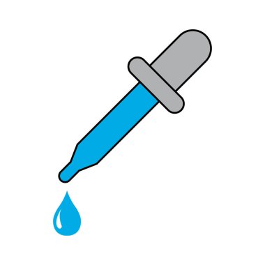 Damlatan sıvı simgesi, ilaç sağlığı aracı web sembolü, test sıvısı tasarım vektörü illüstrasyonu .