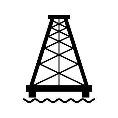 Petrol platformu düz grafik ikonu, yakıt platformu endüstri kulesi gaz işareti, vektör illüstrasyonu .