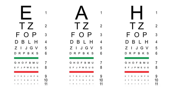 Set Test Visual Measure Icon Optical Chart Letter Symbol Optometrist — Stock Vector