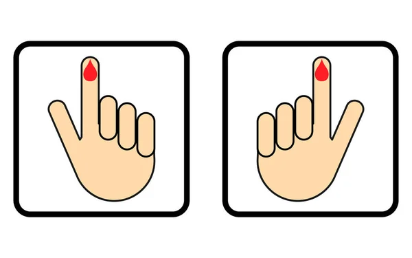 Set Hand Finger Drop Blood Icon Medical Health Test Symbol — Διανυσματικό Αρχείο