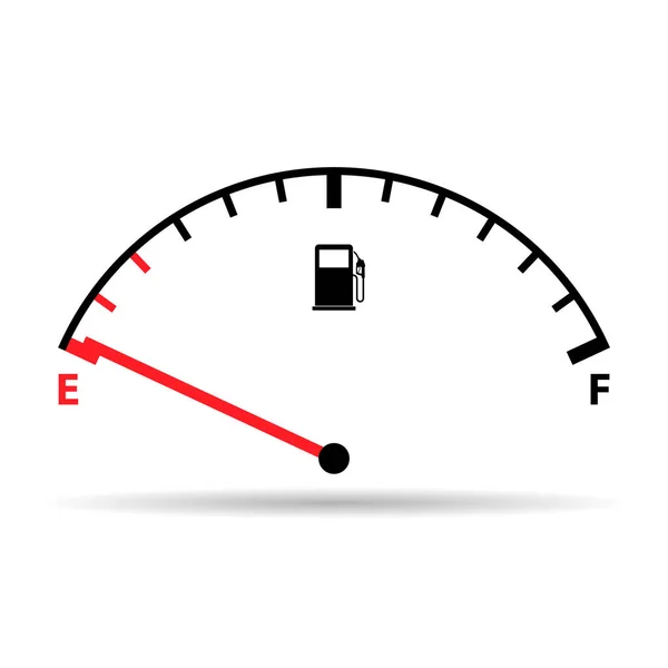 Brandstof Auto Indicator Pictogram Schaduw Gauge Benzine Auto Meter Symbool — Stockvector