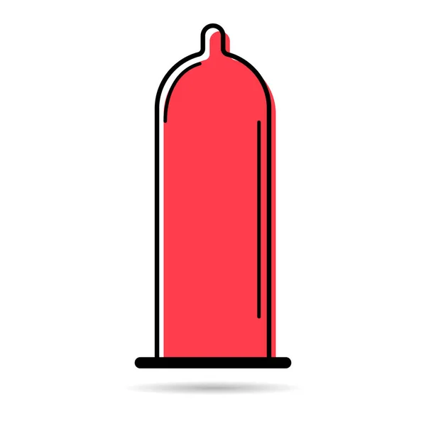 Condom Icon Shadow Health Protection Rubber Symbol Preventation Web Sign — Image vectorielle