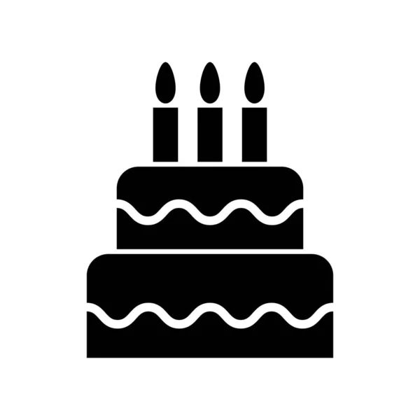Значок Сладкого Торта Символ Еды Десерт Днем Рождения Графическая Векторная — стоковый вектор