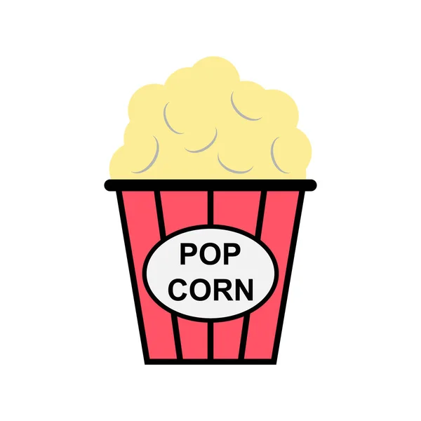 Popcorn Icône Design Alimentaire Boîte Maïs Web Snack Plat Vecteur — Image vectorielle