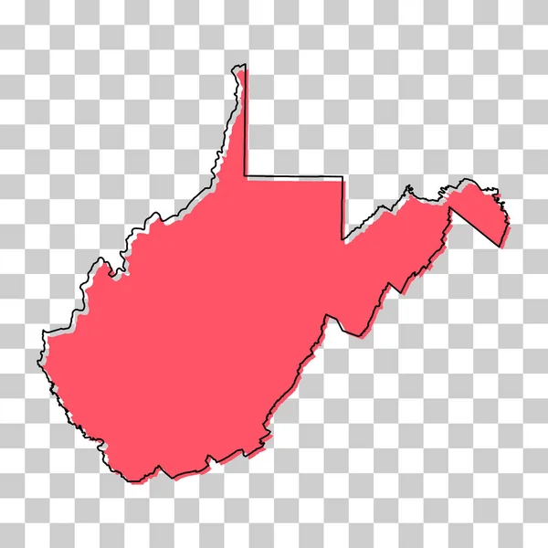 West Virginia Kartform Amerikas Förenta Stater Platt Begrepp Ikon Symbol — Stock vektor