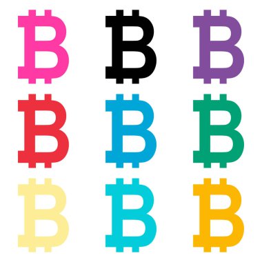 Bitcoin web para seti, internet elektronik kripto tasarım sembolü, dijital ödeme vektör çizimi .