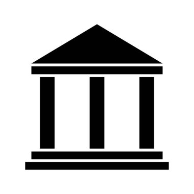 Building university architecture icon, museum roman symbol, flat design vector illustration .