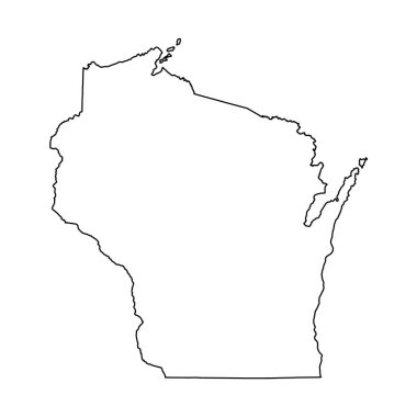 Wisconsin map shape, united states of america. Flat concept icon symbol vector illustration .