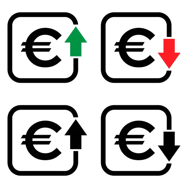 Set Cost Symbol Euro Increase Decrease Icon Money Vector Symbol — Wektor stockowy