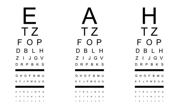 一連のテスト視覚測定アイコン 光学チャート文字記号 光量子焦点ベクトル図 — ストックベクタ