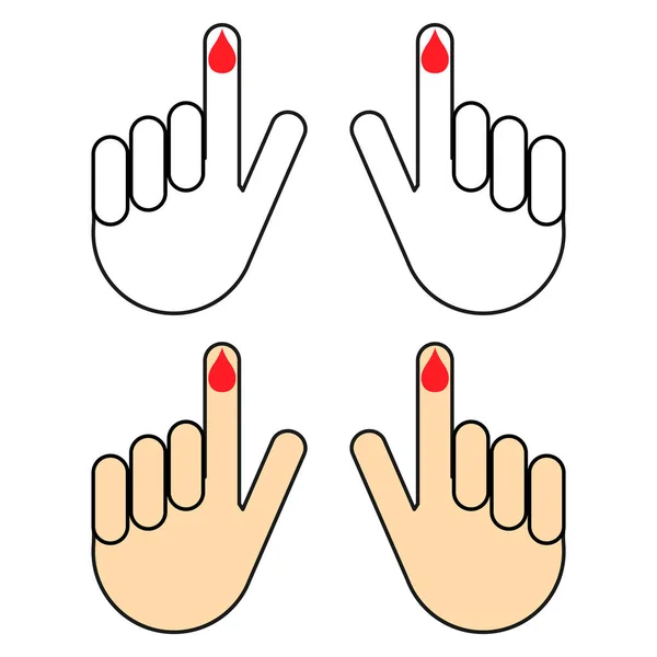 Σύνολο Δακτύλων Χεριών Εικονίδιο Αίματος Σταγόνας Σύμβολο Ιατρικής Εξέτασης Υγείας — Διανυσματικό Αρχείο