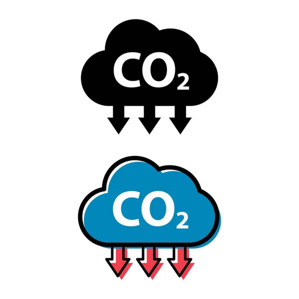 Reeks Co2 Reduceren Wolk Pictogram Schone Wereldwijde Emissie Milieu Eco — Stockvector