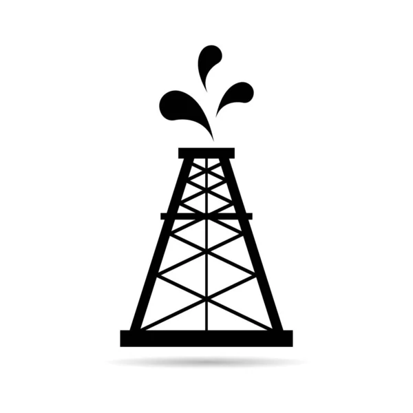 Oil Rig Flat Graphic Shadow Icon Fuel Platform Industry Tower — Stock Vector