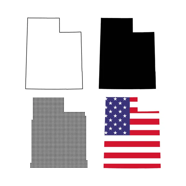 Conjunto Forma Mapa Utah Estados Unidos América Ilustração Vetorial Símbolo — Vetor de Stock