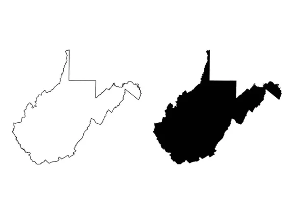 ウェストバージニア州地図の形 アメリカ合衆国のセット フラットコンセプトアイコンシンボルベクトルイラスト — ストックベクタ